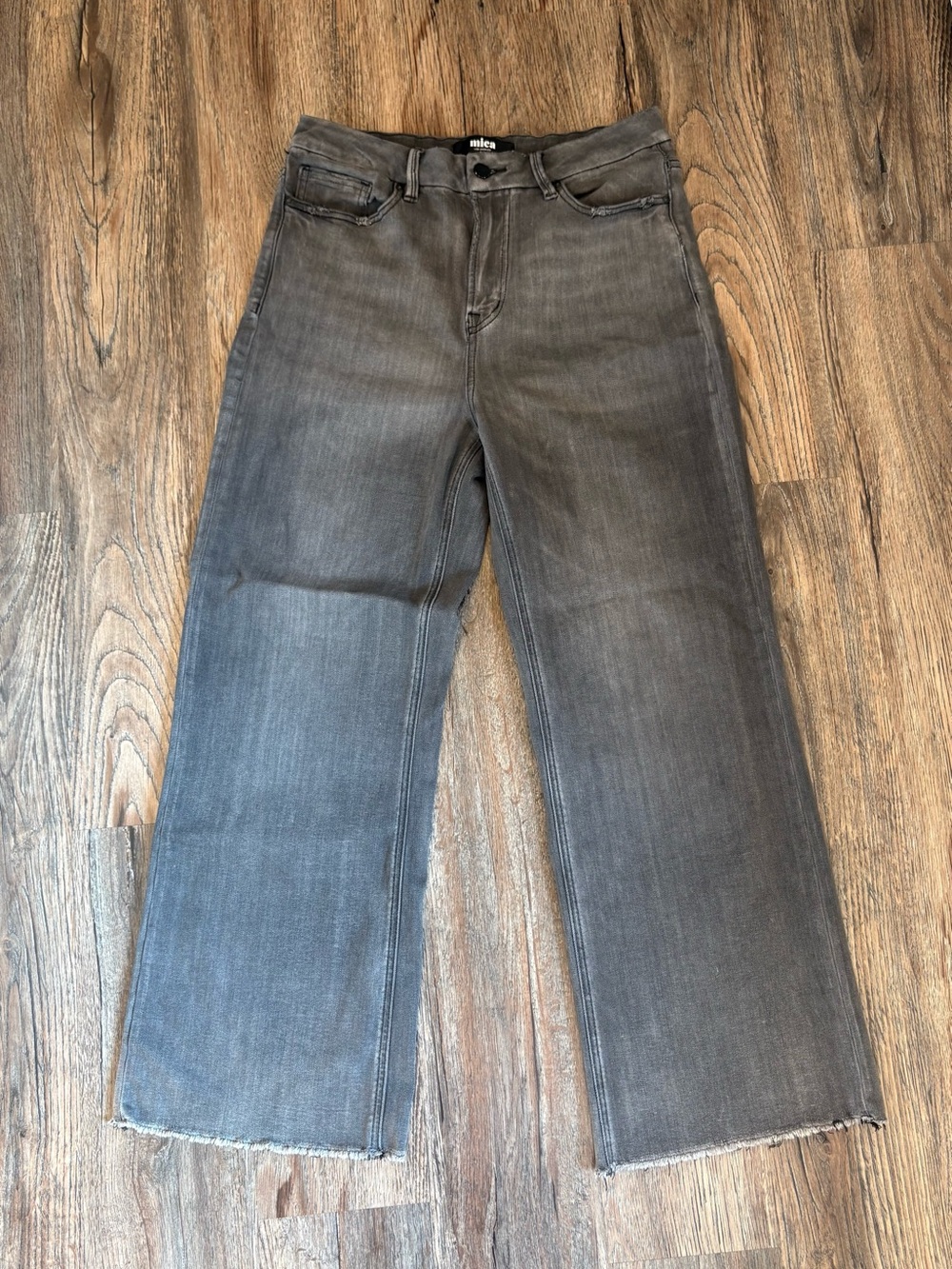 Mica Los Angeles Gray Cropped Wide-Leg Jeans